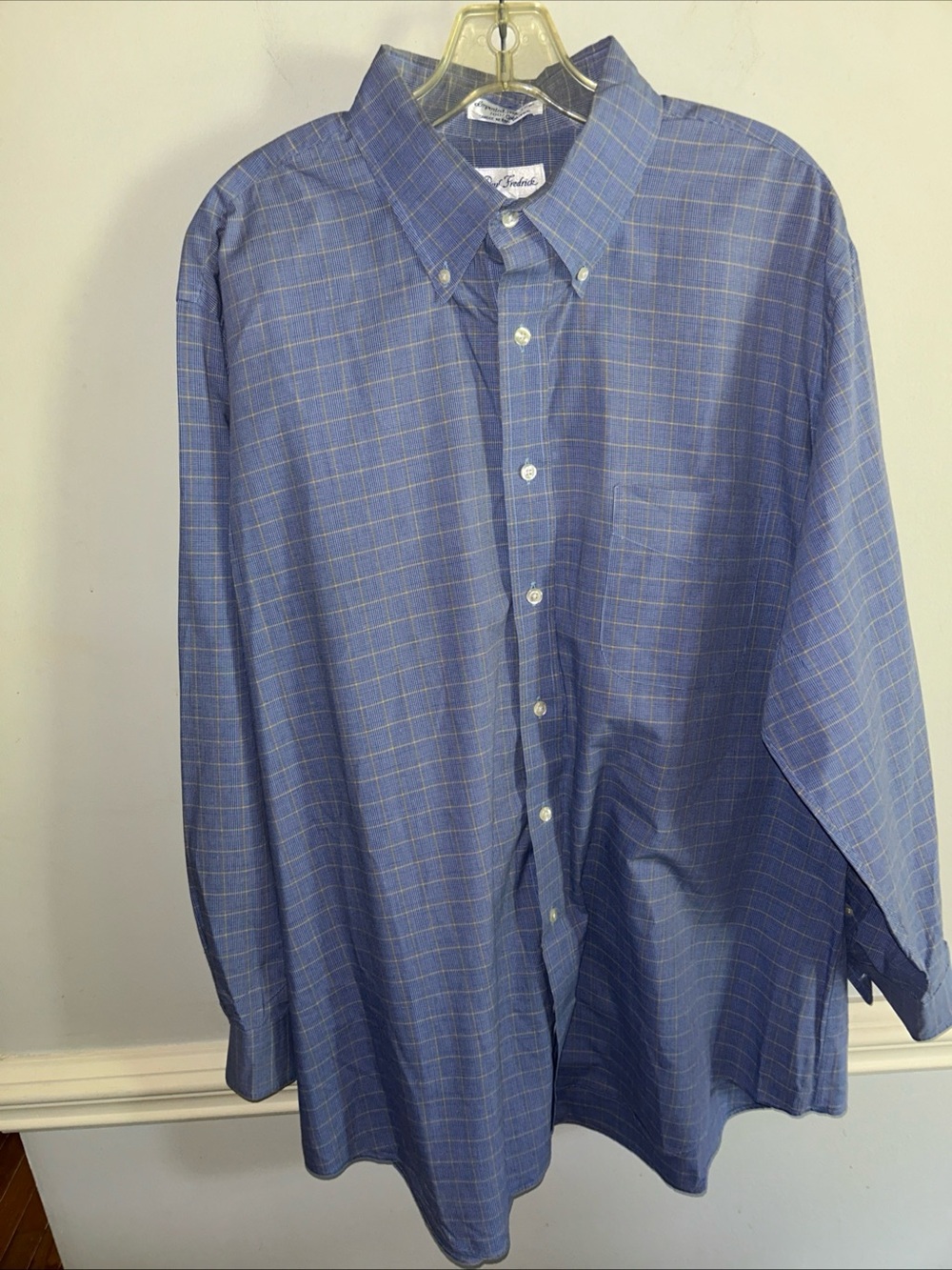 Paul Fredrick Blue Windowpane Button-Down Shirt